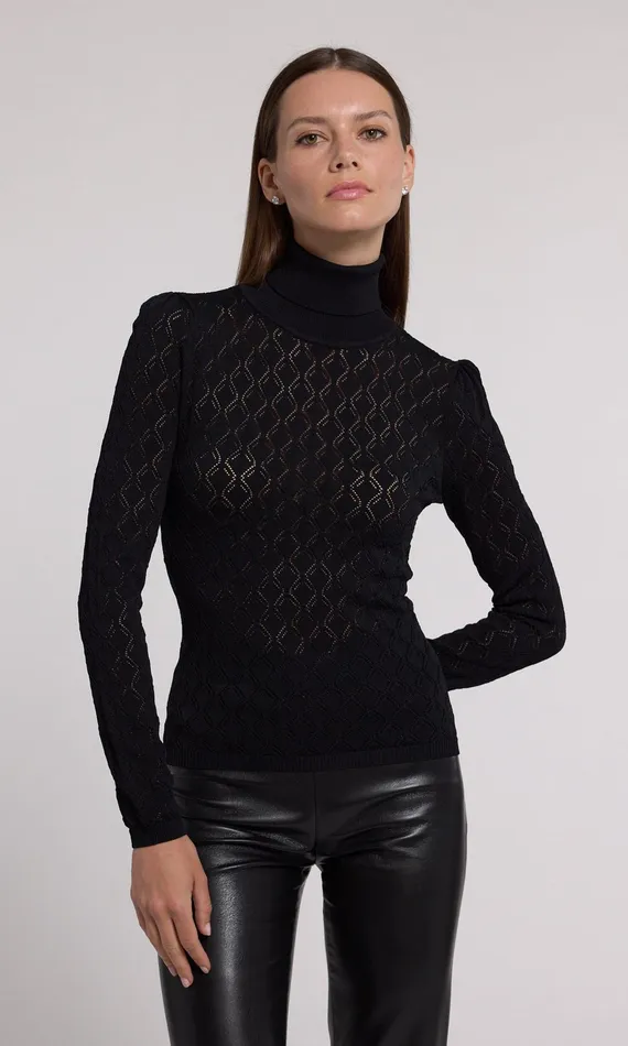 Generation Love Clothing Sweaters and Sweatshirts Natasha Pointelle Sweater Black 8211 Women
