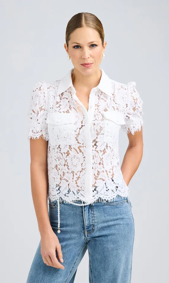 Generation Love Clothing Tops Mina Lace Shirt White 8211 Women