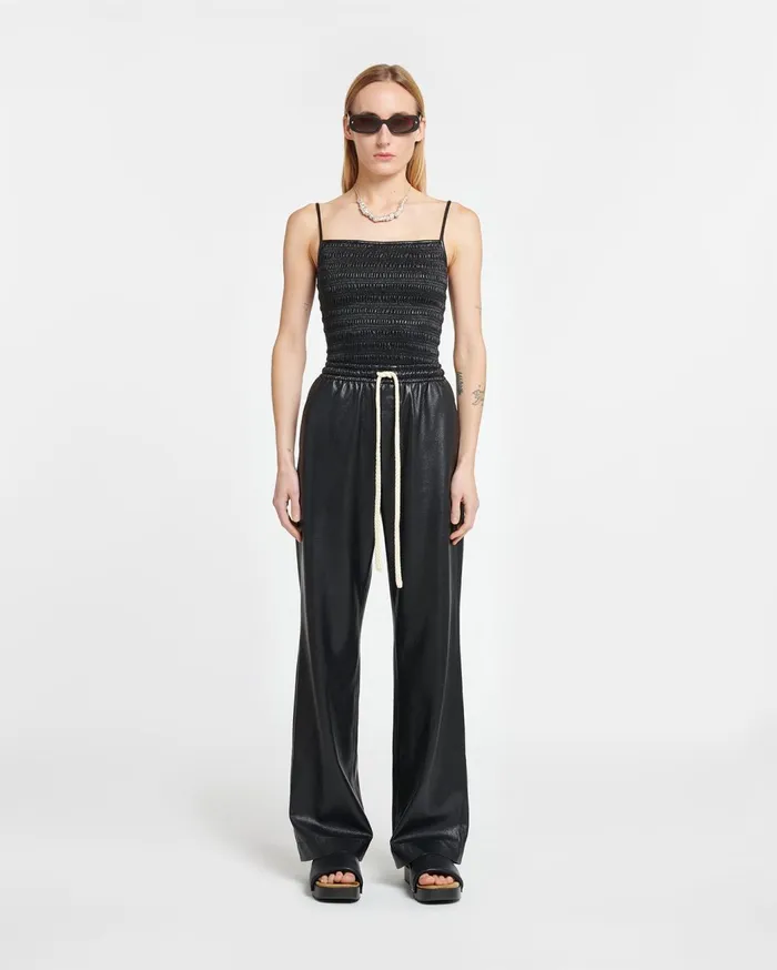 Gisela Okobor AltLeather Drawstring Pants BlackCreme Women Nanushka Bottoms