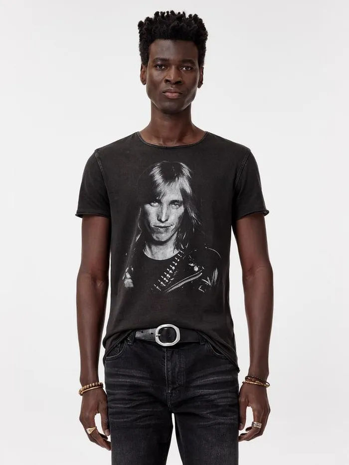 Graphic Tees Men John Varvatos TOM PETTY BLACK AND WHITE TEE Charcoal