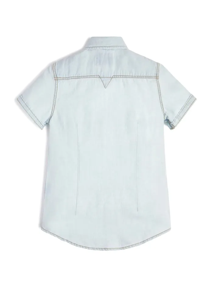 GUESS Big Boy 7 14 Eco Woven LinenBlend Shirt 716 Blue 8211 Kids