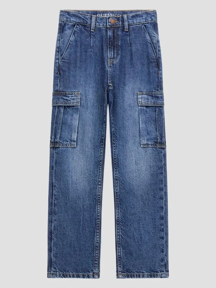 GUESS Big Girl 7 14 Eco Denim Cargo Pants 718 Blue 8211 Kids