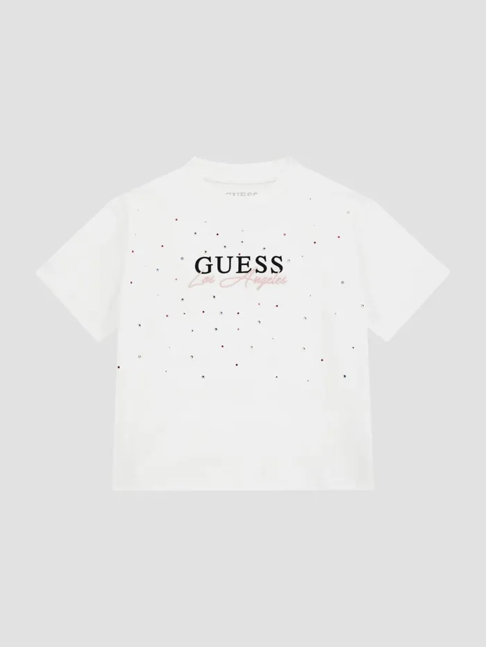 GUESS Big Girl 7 14 Rhinestone Signature Tee 716 White 8211 Kids