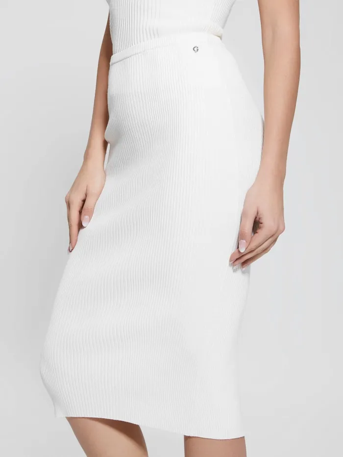 GUESS Bottoms Eco Sahara Rib Sweater Skirt White 8211 Women
