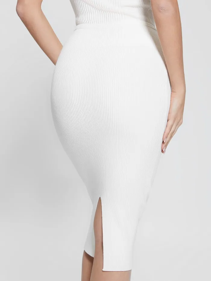 GUESS Bottoms Eco Sahara Rib Sweater Skirt White 8211 Women