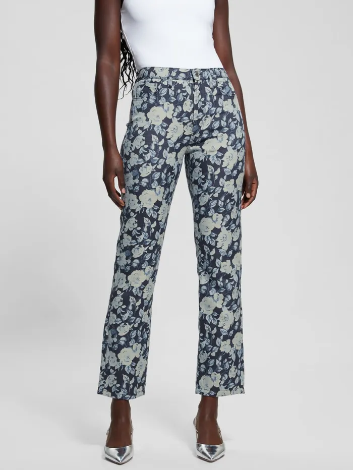 GUESS Bottoms Girly Floral Print Denim Pants Blue 8211 Women