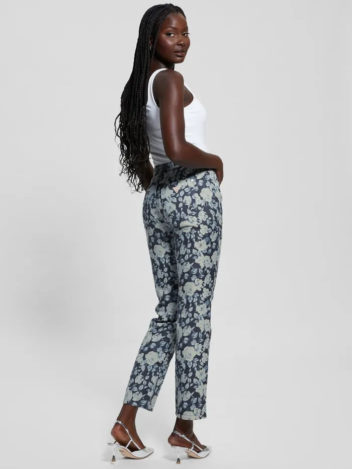 GUESS Bottoms Girly Floral Print Denim Pants Blue 8211 Women