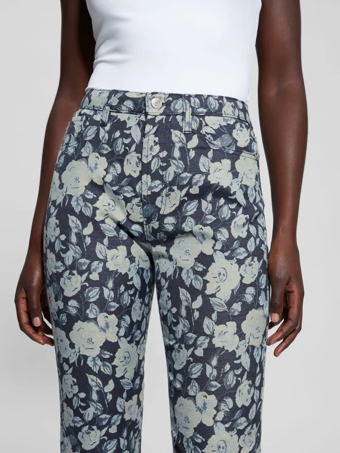 GUESS Bottoms Girly Floral Print Denim Pants Blue 8211 Women