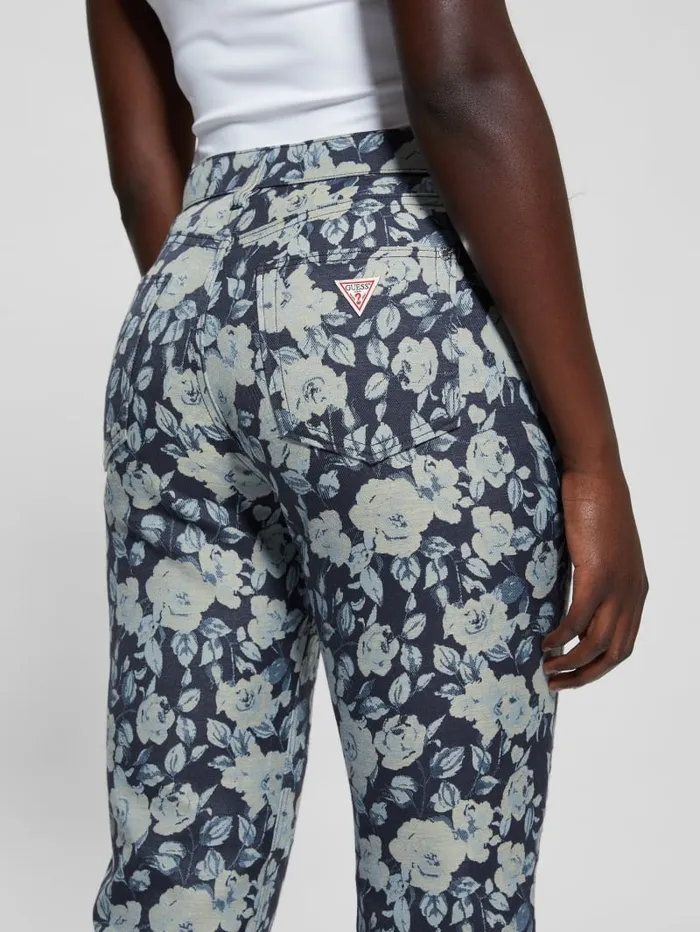 GUESS Bottoms Girly Floral Print Denim Pants Blue 8211 Women