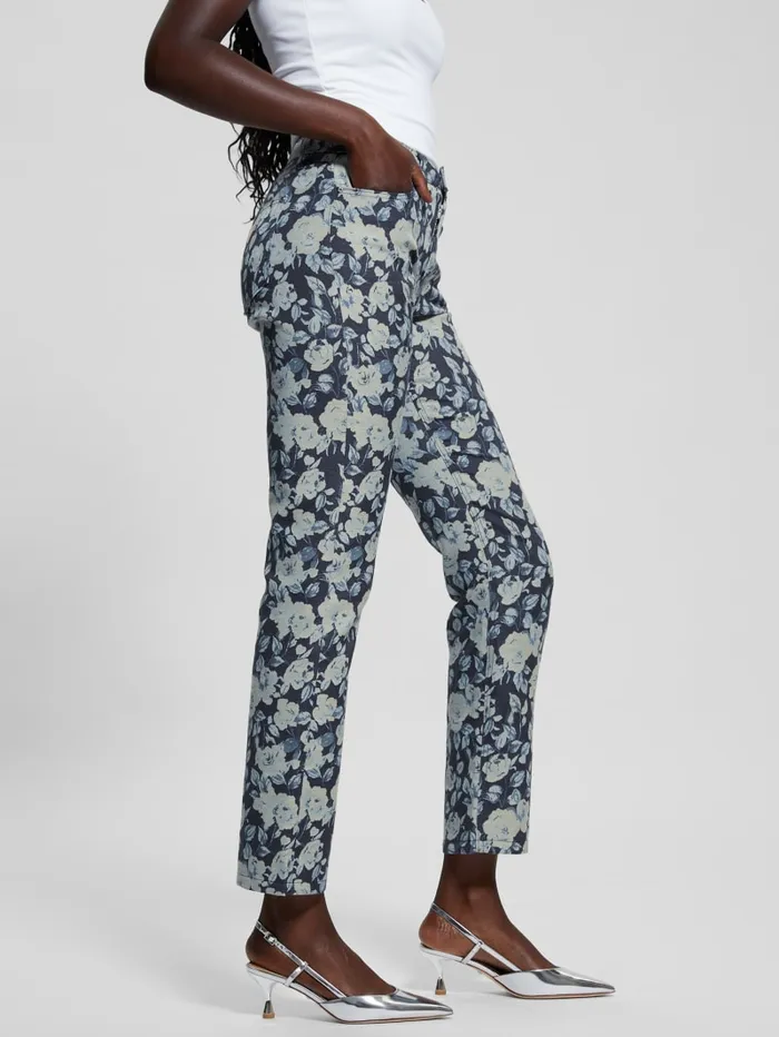 GUESS Bottoms Girly Floral Print Denim Pants Blue 8211 Women