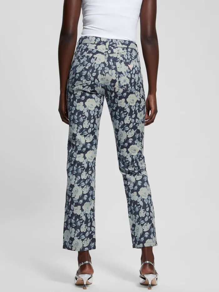 GUESS Bottoms Girly Floral Print Denim Pants Blue 8211 Women