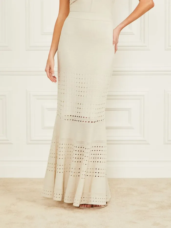 GUESS Bottoms Henley Maxi Skirt White 8211 Women