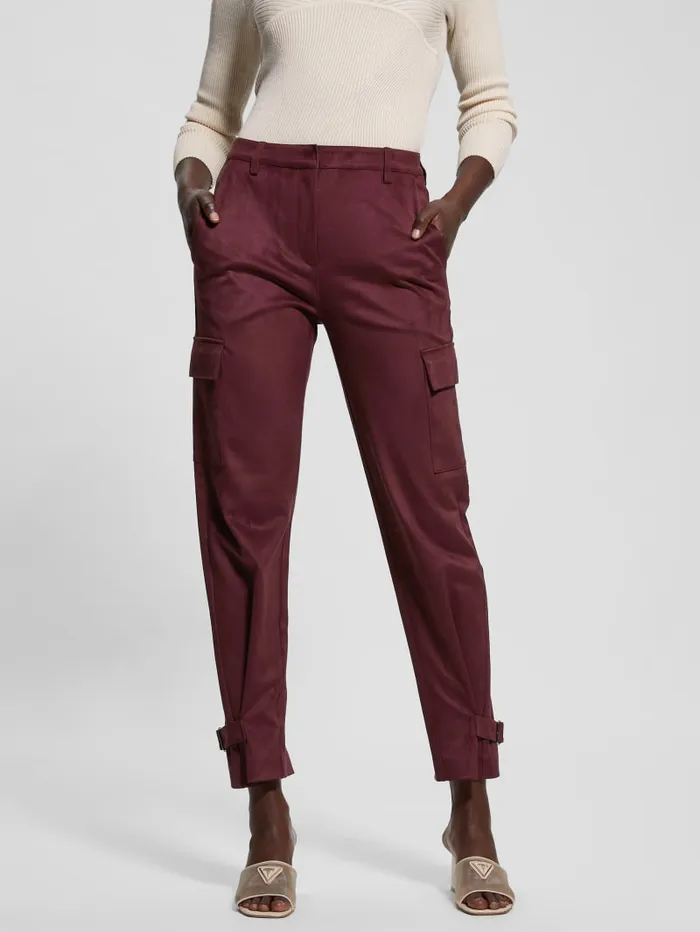 GUESS Bottoms Mariza FauxSuede Cargo Pants Red 8211 Women