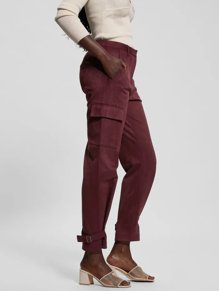 GUESS Bottoms Mariza FauxSuede Cargo Pants Red 8211 Women