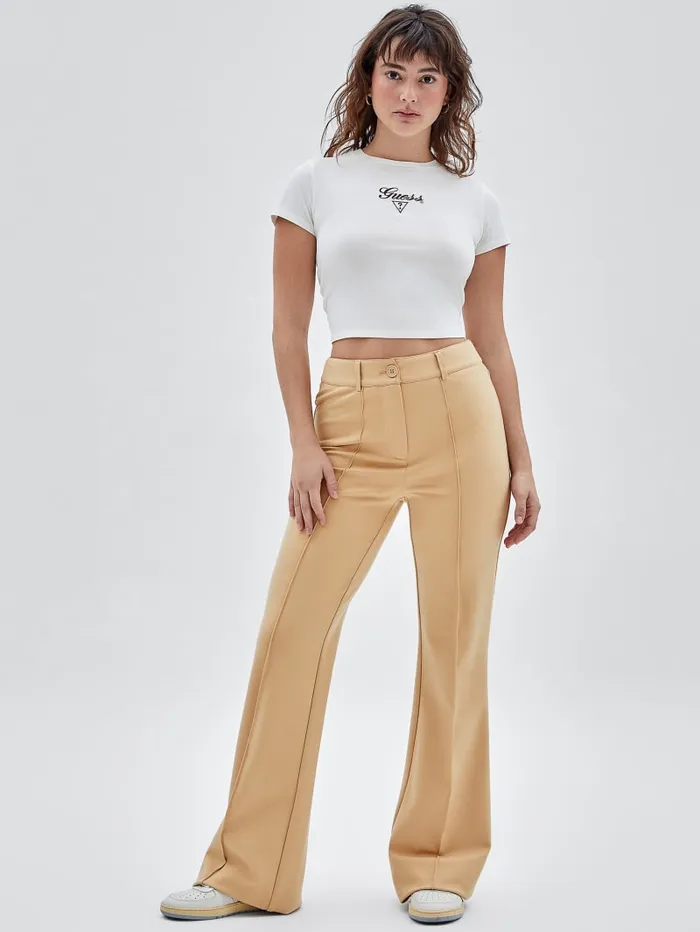 GUESS Bottoms Originals Pintuck Flared Pants Beige 8211 Women