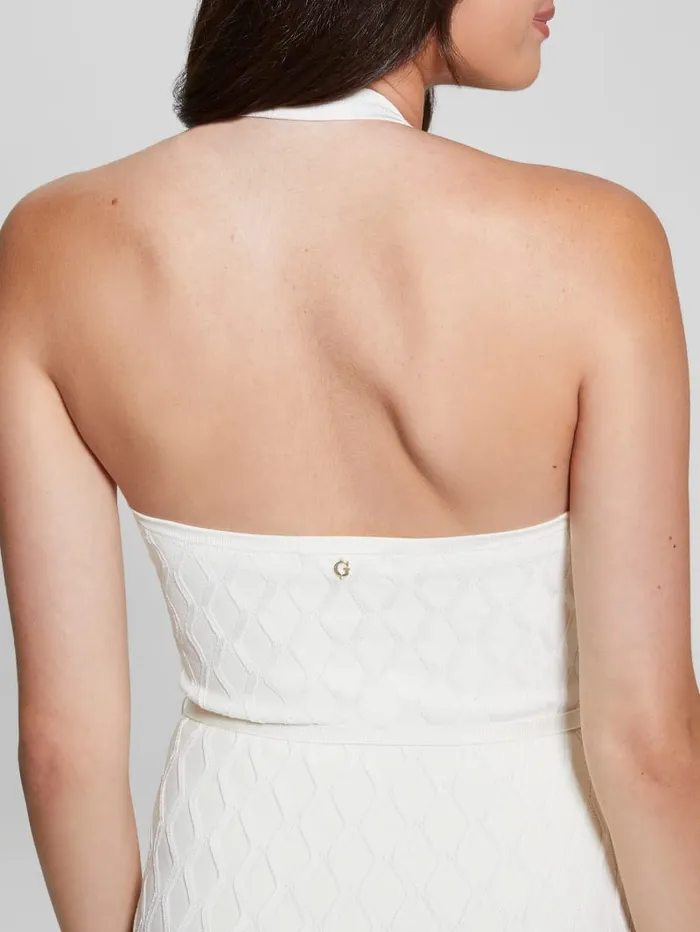 GUESS Dresses and Jumpsuits Lucia Belted Wavy Sweater Dress White 8211 Women