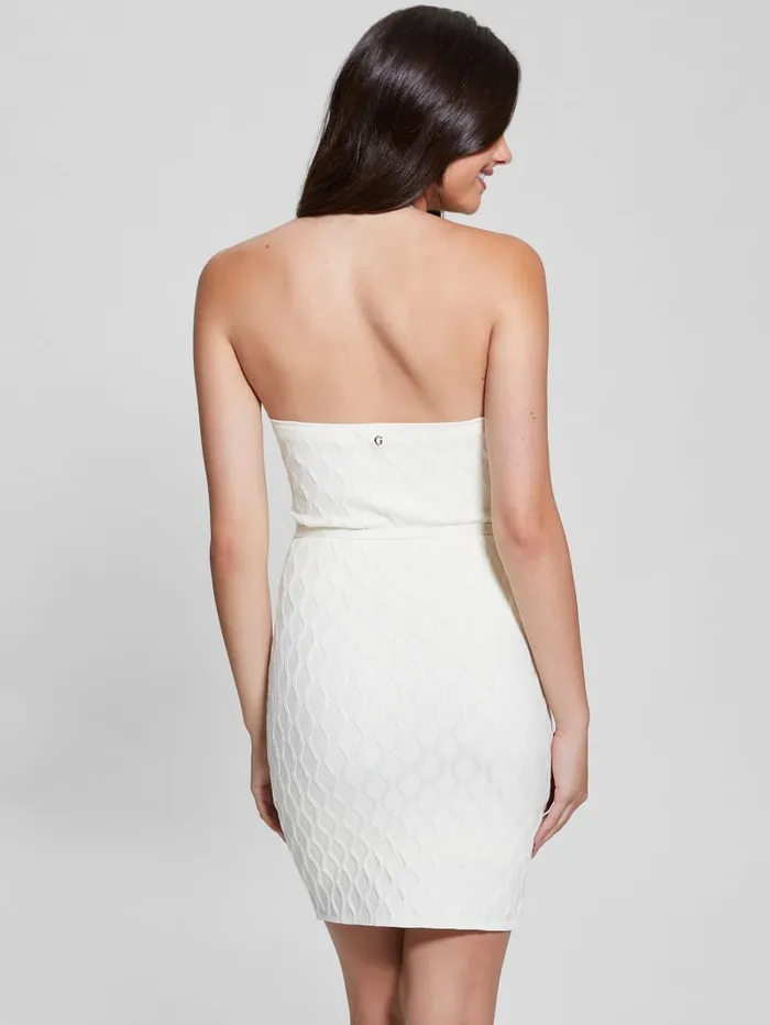 GUESS Dresses and Jumpsuits Lucia Belted Wavy Sweater Dress White 8211 Women