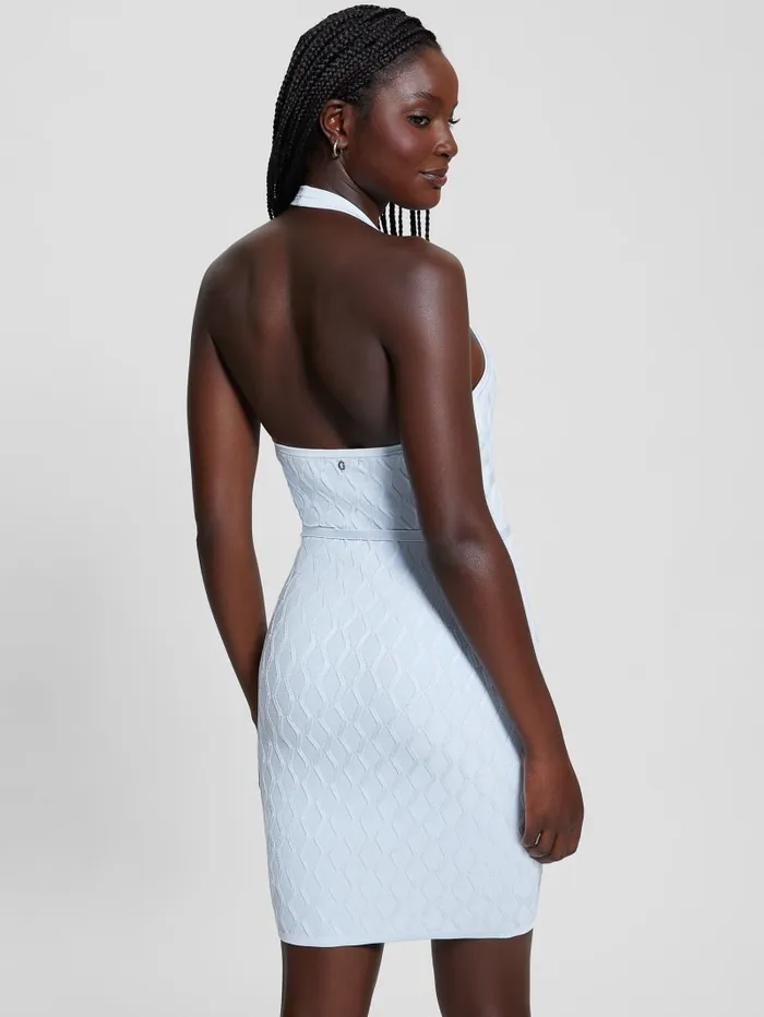 GUESS Dresses and Jumpsuits Lucia Belted Wavy Sweater Dress White 8211 Women