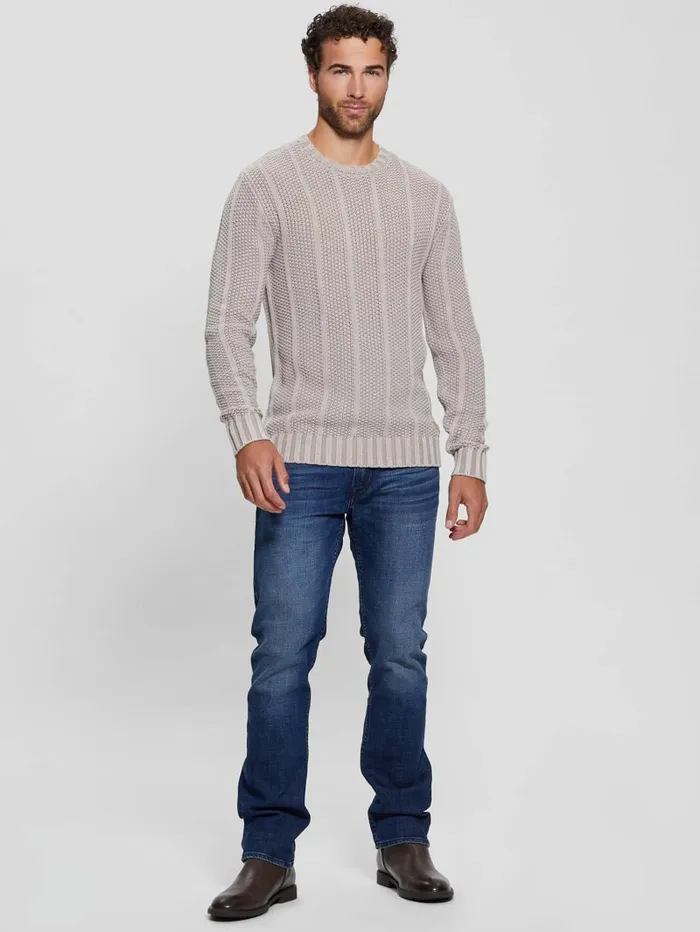 GUESS Essentials Shop Eli Treated Stitched Sweater Beige 8211 Men