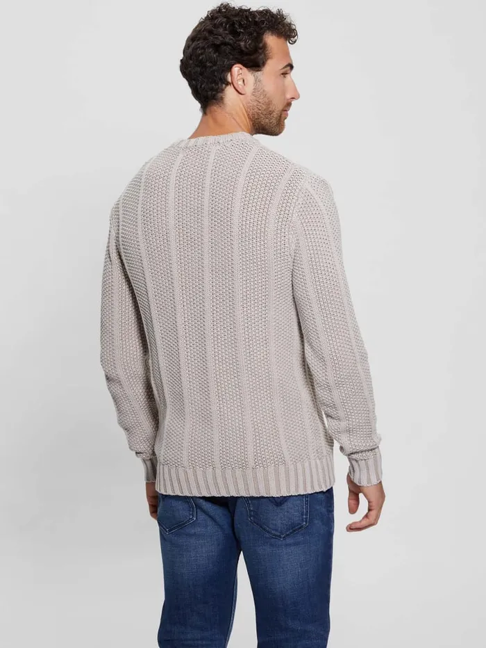 GUESS Essentials Shop Eli Treated Stitched Sweater Beige 8211 Men
