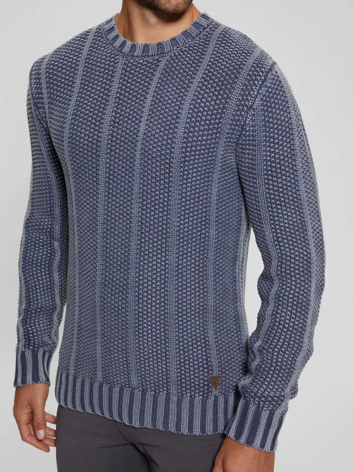 GUESS Essentials Shop Eli Treated Stitched Sweater Beige 8211 Men