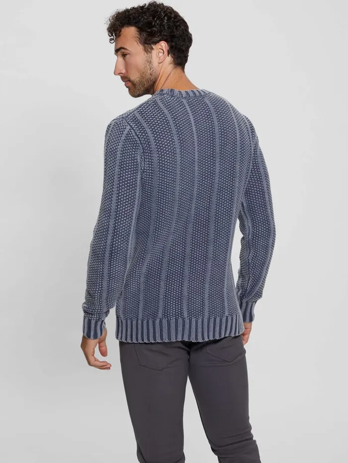 GUESS Essentials Shop Eli Treated Stitched Sweater Beige 8211 Men