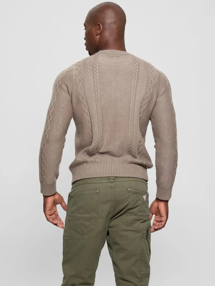 GUESS Featured Styles Eco Noah Crewneck Celtic CableKnit Sweater Black 8211 Men