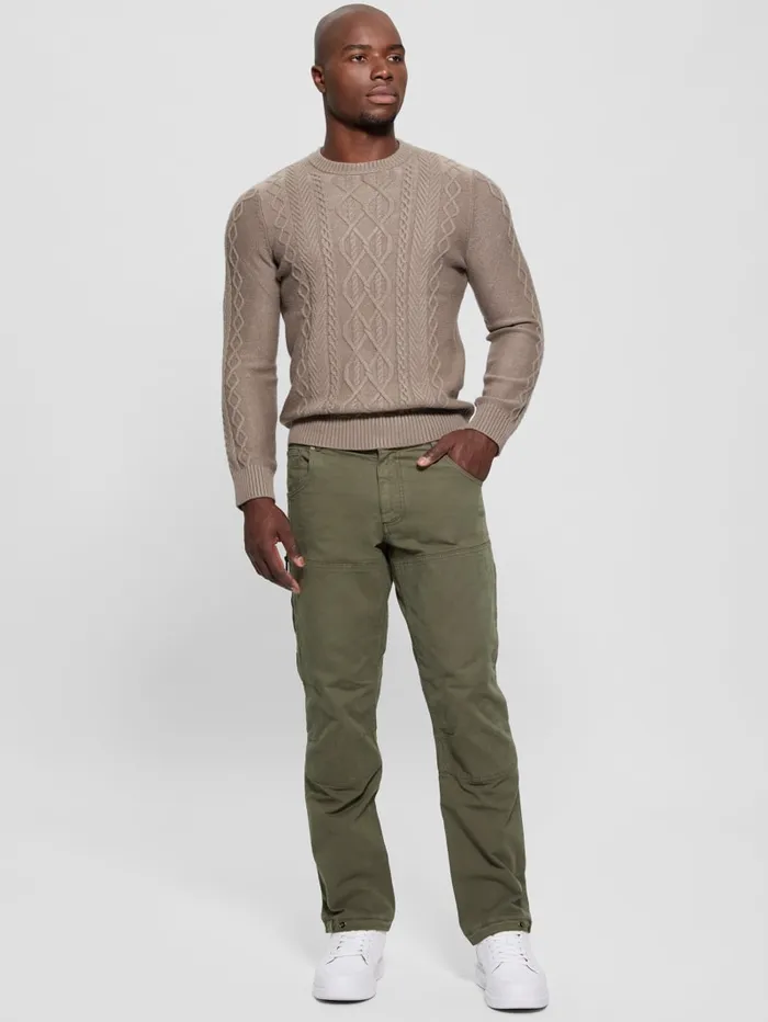 GUESS Featured Styles Eco Noah Crewneck Celtic CableKnit Sweater Black 8211 Men