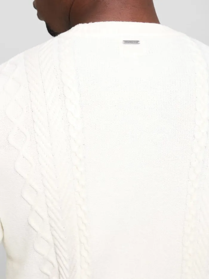 GUESS Featured Styles Eco Noah Crewneck Celtic CableKnit Sweater Black 8211 Men