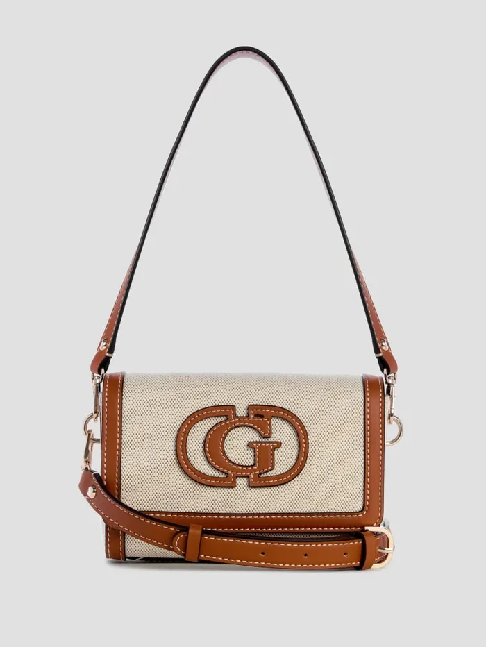 GUESS Handbags Sebina Canvas FoldOver Shoulder Bag Brown 8211 Women