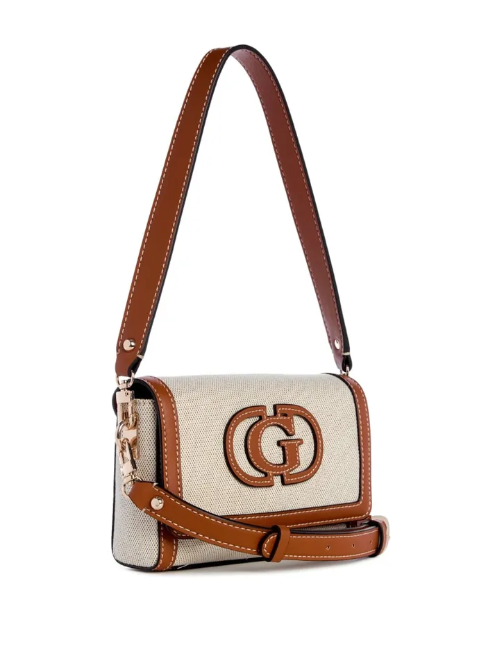 GUESS Handbags Sebina Canvas FoldOver Shoulder Bag Brown 8211 Women