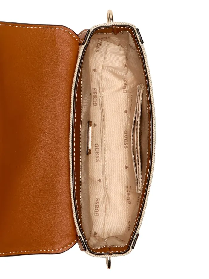 GUESS Handbags Sebina Canvas FoldOver Shoulder Bag Brown 8211 Women