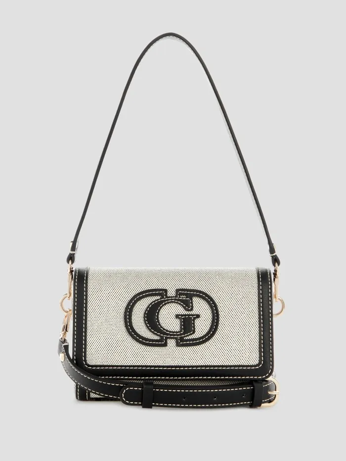 GUESS Handbags Sebina Canvas FoldOver Shoulder Bag Brown 8211 Women