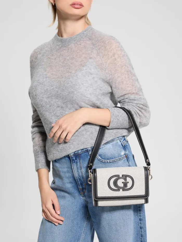 GUESS Handbags Sebina Canvas FoldOver Shoulder Bag Brown 8211 Women