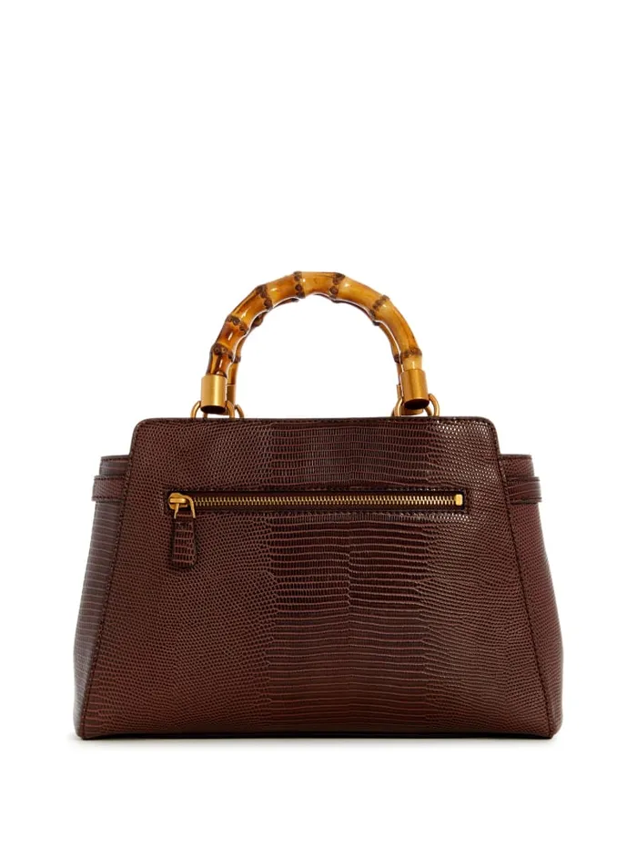 GUESS Handbags Sibel Bamboo Handle Satchel Brown 8211 Women