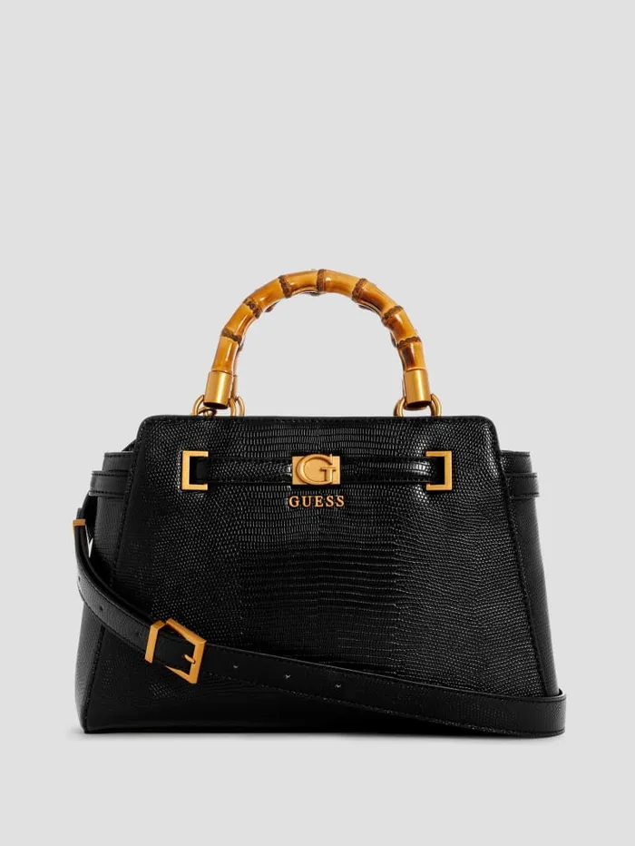 GUESS Handbags Sibel Bamboo Handle Satchel Brown 8211 Women