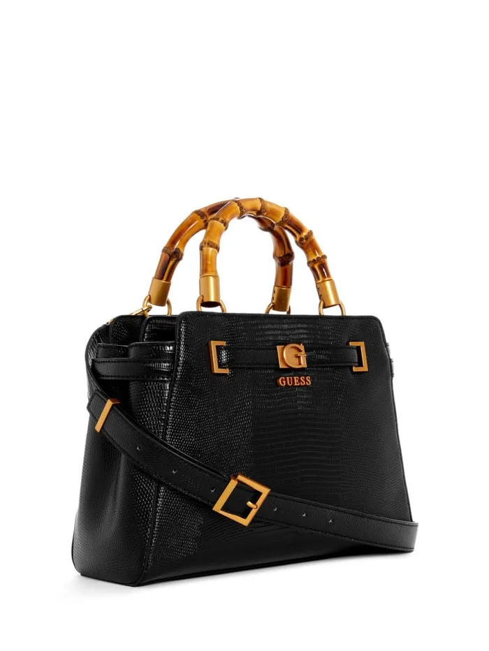 GUESS Handbags Sibel Bamboo Handle Satchel Brown 8211 Women