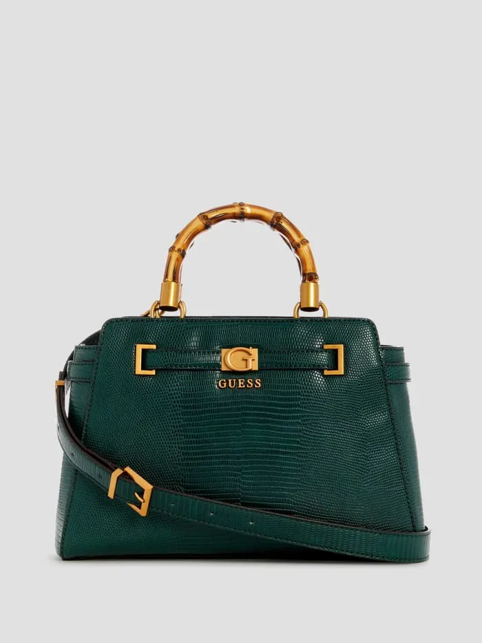 GUESS Handbags Sibel Bamboo Handle Satchel Brown 8211 Women