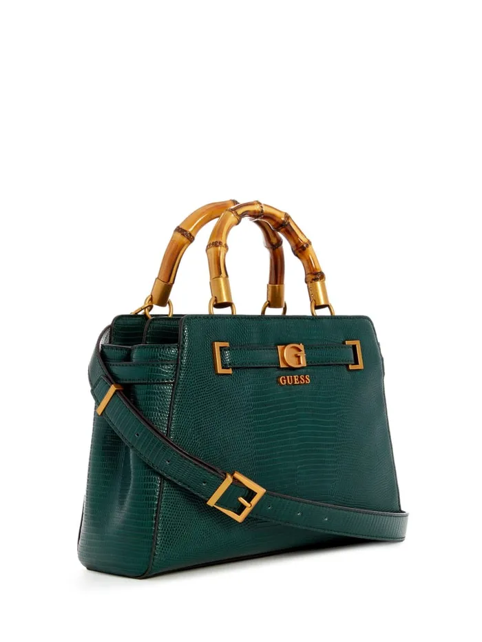 GUESS Handbags Sibel Bamboo Handle Satchel Brown 8211 Women