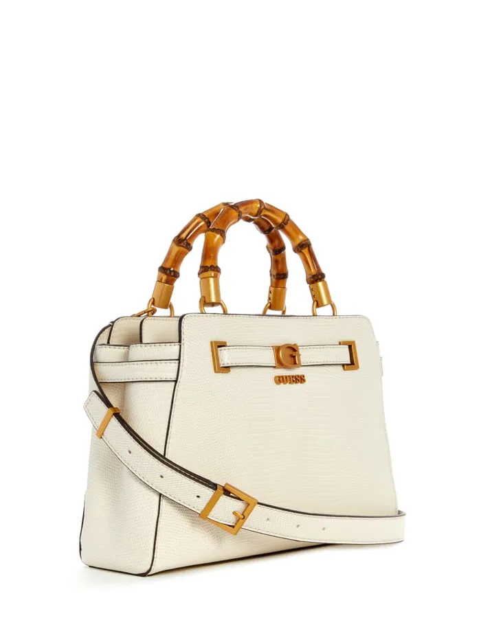 GUESS Handbags Sibel Bamboo Handle Satchel Brown 8211 Women