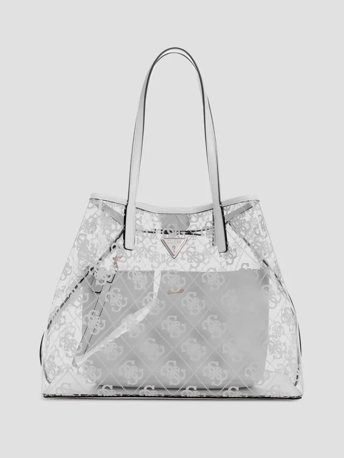 GUESS Handbags Tuana Clear Quattro G Large Tote White 8211 Women