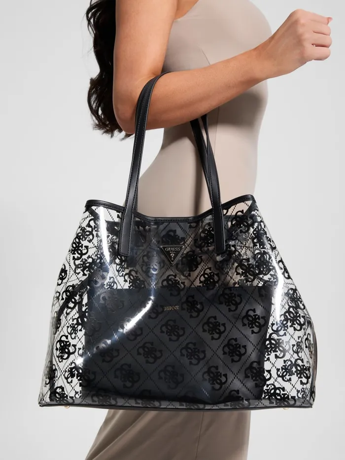 GUESS Handbags Tuana Clear Quattro G Large Tote White 8211 Women