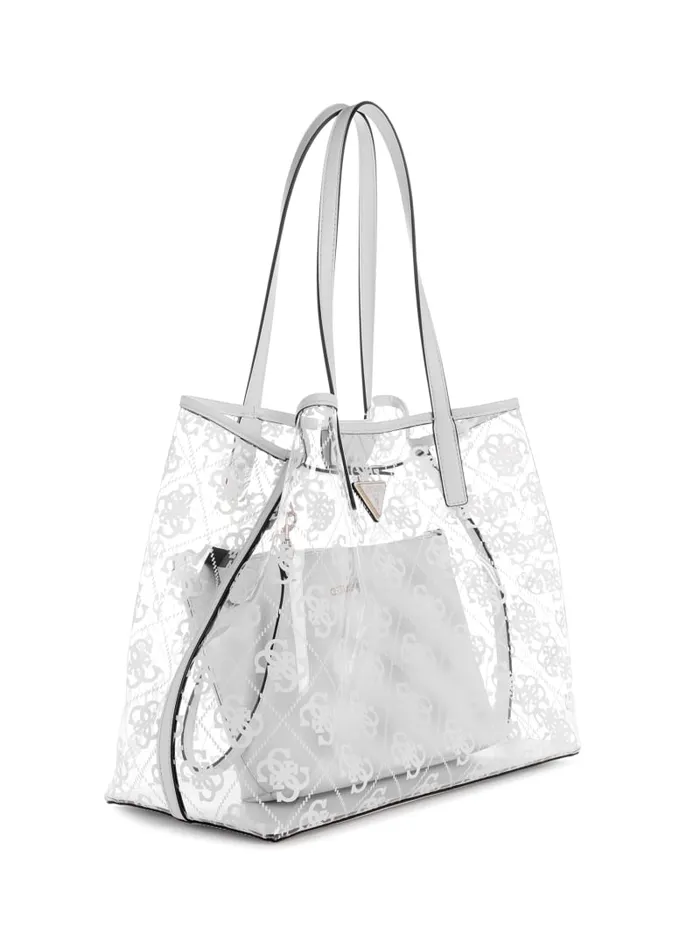 GUESS Handbags Tuana Clear Quattro G Large Tote White 8211 Women