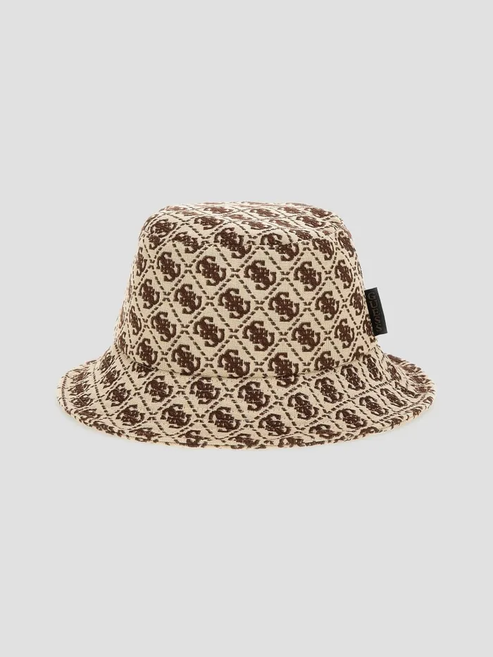 GUESS Hats and Scarves Izzy Jacquard Quattro G Bucket Hat Brown 8211 Women