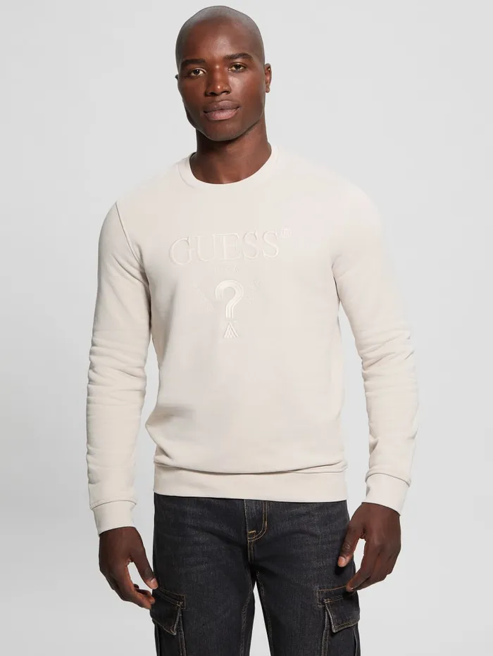 GUESS Hoodies and Sweaters Eco Beau Crewneck Sweatshirt Beige 8211 Men
