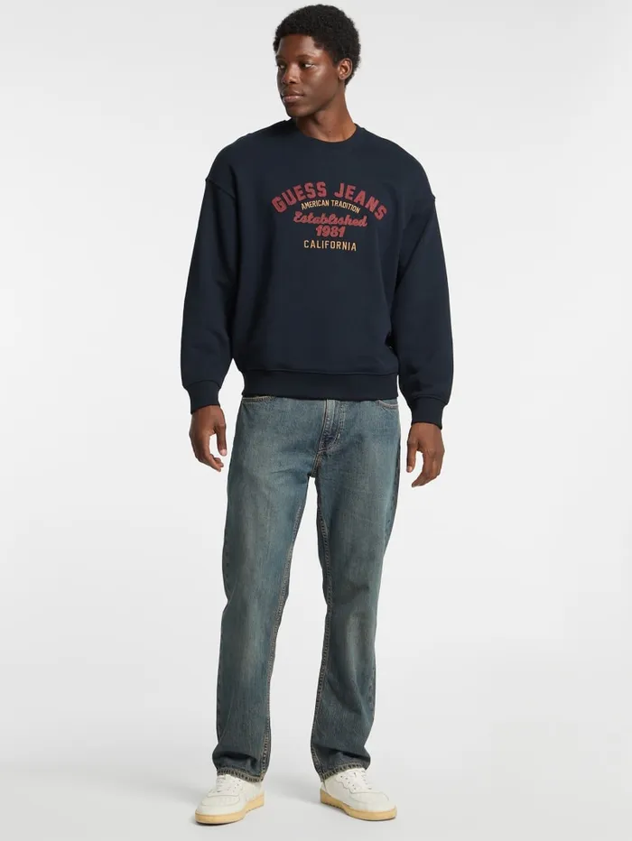 GUESS Hoodies and Sweaters Eco Fleece Logo Sweater Blue 8211 Men