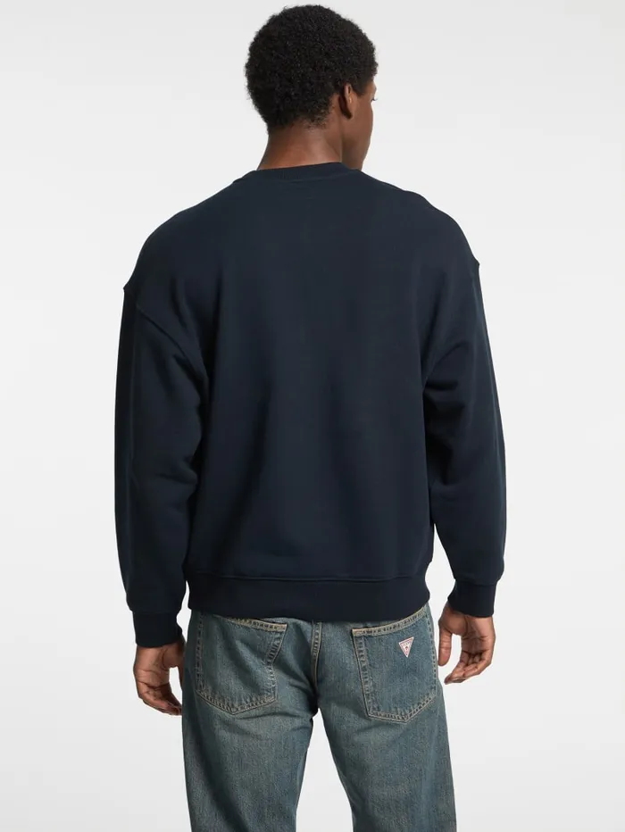 GUESS Hoodies and Sweaters Eco Fleece Logo Sweater Blue 8211 Men