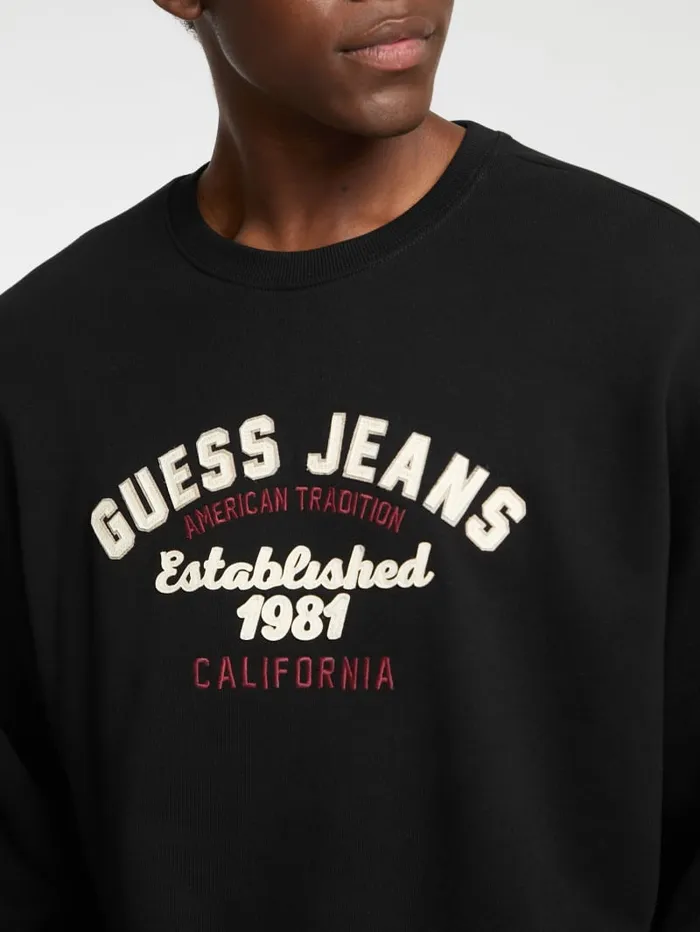 GUESS Hoodies and Sweaters Eco Fleece Logo Sweater Blue 8211 Men