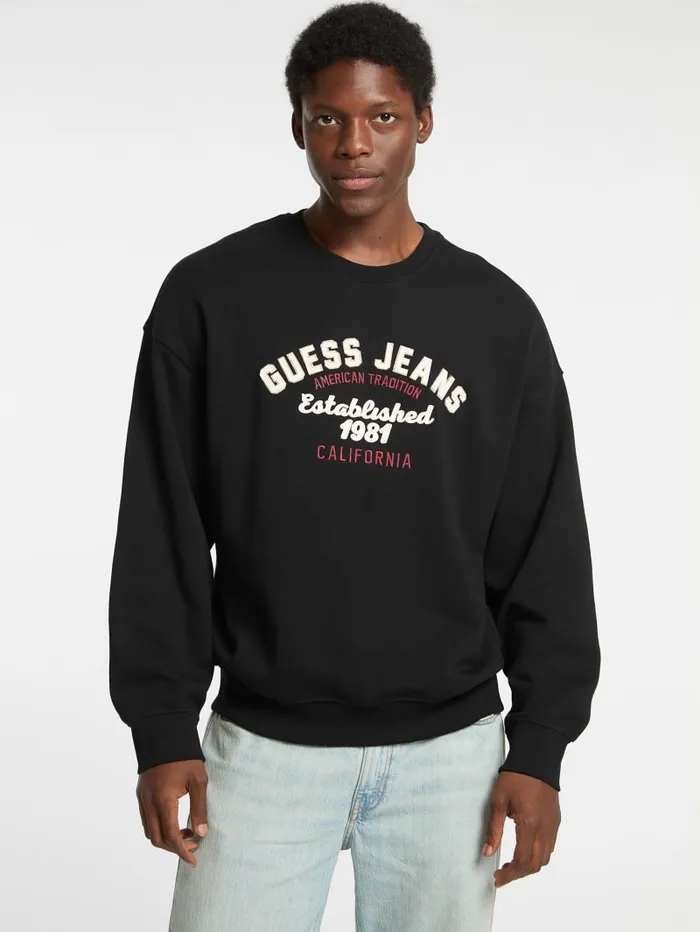 GUESS Hoodies and Sweaters Eco Fleece Logo Sweater Blue 8211 Men