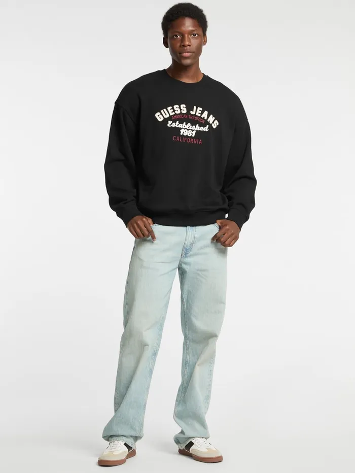 GUESS Hoodies and Sweaters Eco Fleece Logo Sweater Blue 8211 Men